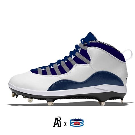 navy blue metal baseball cleats.